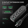 imageVIVOSUN 3Outlet Extension Cord 25ft12ft and 50ft 120V Heavy Duty Power Strip 1800W Surge Protector Power Cord for Home Garages Gardens and Workshops Black