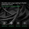 imageVIVOSUN 3Outlet Extension Cord 25ft12ft and 50ft 120V Heavy Duty Power Strip 1800W Surge Protector Power Cord for Home Garages Gardens and Workshops Black