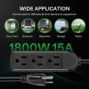 imageVIVOSUN 3Outlet Extension Cord 25ft12ft and 50ft 120V Heavy Duty Power Strip 1800W Surge Protector Power Cord for Home Garages Gardens and Workshops Black