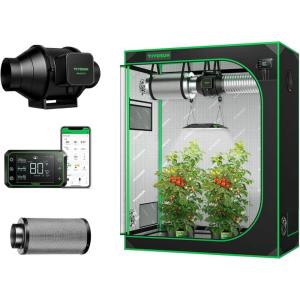 imageVIVOSUN S425 4x2 Grow Tent AeroZesh S4 Inline Duct Fan Quiet 4quot 208 CFM Ventilation Exhaust Fan wEC Motor and GrowHub E42A 4 Inch Air Carbon Filter Smelliness Control