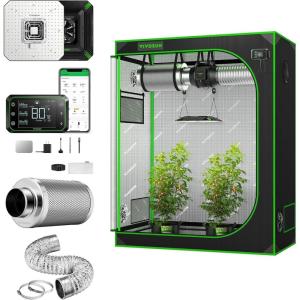 imageVIVOSUN S425 4x2 Grow Tent Smart Kit AeroLight 100W LED Grow Light GrowHub Controller E42A 6 Inch 25 Feet Air Aluminum Ducting and 6 Inch Air Carbon Filter Smelliness Control