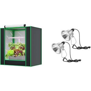 imageVIVOSUN Small Grow Tent for Aerogarden and 2Pack Clamp Lamp Light with Detachable 55 Inch Aluminum Reflector up to 60W E26 Socket No Bulb Included 6 Feet Cord UL Listed