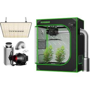 imageVIVOSUN 30quotx18quotx36quot Grow Tent with VS1000 LED Grow Light with Samsung LM301H Diodes 4 Inch 190 CFM Inline Fan with Speed Controller 4 Inch Carbon Filter and 8 Feet of Ducting Combo