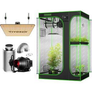 imageVIVOSUN 36quotx24quotx53quot 2 in 1 Grow Tent VS1000 LED Grow Light and 4 Inch 190 CFM Inline Fan with Speed Controller 4 Inch Carbon Filter and 8 Feet of Ducting