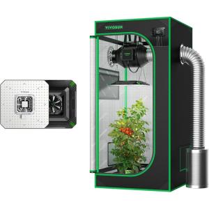imageVIVOSUN S224 2x2 Grow Tent and AeroLight 100W LED Grow Light with an Integrated Circulation Fan and Samsung 301B Diodes Compatible with App Must Be Used with VIVOSUN E42 Controller
