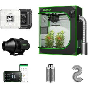 imageVIVOSUN S3018 30quotx18quotx36quot Grow Tent AeroLight A100SE and Smart Air Filtration PRO S4 Kit 4quot AeroZesh S4 Inline Duct Fan wGrowHub E42A Temp Humidity WiFiController Carbon Filter ampamp Ducting