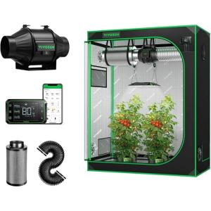 imageVIVOSUN S425 4x2 Grow Tent Smart Air Filtration PRO T4 Kit 4quot AeroZesh T4 Inline Duct Fan wGrowHub E42A Temp Humidity WiFiController Carbon Filter ampamp Ducting Cooling ampamp Ventilation System