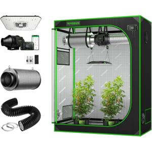 imageVIVOSUN S425 4x2 Grow Tent Smart Grow System with AeroLight A100 100W LED Grow Light AeroZesh S4 4inch 208 CFM Inline Duct Fan GrowHub E42 4 Inch Air Carbon Filter and 4 Inch 16 Feet Air Ducting