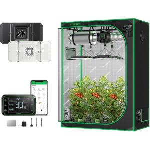 imageVIVOSUN S538 5x2 Grow Tent AeroLight AW200SE and GrowHub Controller E42A Smart Environmental WiFiController with Temperature Humidity VPD Timer Cycle Schedule Controls