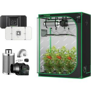 imageVIVOSUN S538 5x2 Grow Tent Smart Ventilation System AeroLight AW200SE and Smart Air Filtration PRO S6 Kit 6quot AeroZesh S6 Inline Duct Fan wGrowHub E42A Temp Humidity WiFiController Carbon Filter