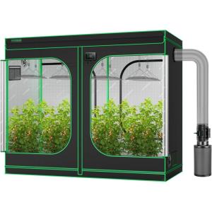 imageVIVOSUN S848 4x8 Grow Tent AeroZesh G8 Inline Duct Fan Quiet 8quot 725 CFM Ventilation Exhaust Fan wEC Motor and GrowHub E42A 8 Inch Air Carbon Filter Smelliness Control