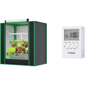 imageVIVOSUN Small Grow Tent for Aerogarden and 7 Day Programmable Digital Timer with Dual Outlet 20 OnOff UL Listed Heavy Duty Plugin Outlet Timer with Countdown Setting Indoor for Lamp Fan