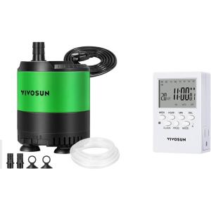 imageVIVOSUN 210 GPH 10W Submersible Water Pump and 7 Day Programmable Digital Timer with Dual Outlet 20 OnOff UL Listed Heavy Duty Plugin Outlet Timer with Countdown Setting Indoor for Lamp