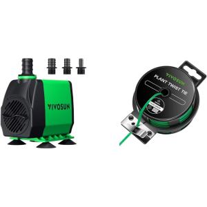 imageVIVOSUN 800GPH Submersible Pump3000LH 24W and 328 Feet 100m PECoated Twist Ties Garden Plant Ties wCutter for Gardening Outdoor Garden Twine Reuseable for Climbing Supporting Plants Tomatoes