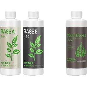 imageVIVOSUN Plant Food Nutrients Base A401 ampamp B142 Bundle and NutriBoost 001 AllPurpose Liquid Fertilizer for All Growing Stages AllinOne Concentrated Additive for Vegetables Flowers