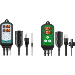 imageVIVOSUN 1500W Digital Temperature Controller and Humidity Controller 1500W DualStage Outlet PreWired Digital Humidistat with Dual LED Displays for HumidifierDehumidifierFan