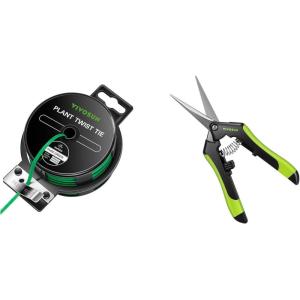 imageVIVOSUN 328 Feet 100m PECoated Twist Ties and Gardening Scissors 65 Inch Hand Pruner Pruning Shear with Straight Stainless Steel Blades Black and Green