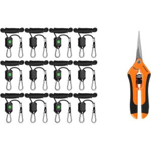 imageVIVOSUN 6Pair 18 Inch Adjustable Grow Light Hanger and 65 Inch Gardening Scissors Hand Pruner Pruning Shear with Straight Stainless Steel Blades Orange 1Pack