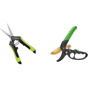 imageVIVOSUN Gardening Scissors 65 Inch Hand Pruner and 8 Ratchet Pruners Anvil Pruning Shears with Ratchet Mechanism SK5 Blades Ergonomic Handles ampamp Safety Lock HeavyDuty Gardening Scissors Hand