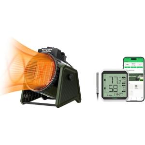 imageVIVOSUN Portable Greenhouse Heater and AeroLab THB1S Wireless Bluetooth Hygrometer Thermometer Indoor VPD Digital Temp Humidity Meter