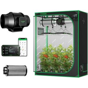 imageVIVOSUN S538 5x2 Grow Tent AeroZesh S6 Inline Duct Fan Quiet 6quot 405 CFM Ventilation Exhaust Fan wEC Motor and GrowHub E42A 6 Inch Air Carbon Filter Smelliness Control