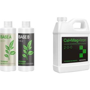 imageVIVOSUN Plant Food Nutrients Base A401 ampamp B142 Bundle and CalMagIron 200 Calcium Magnesium ampamp Iron Supplement Liquid Nutrient Fertilizer for All Plants Concentrated Plant Food for Soil