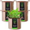 imageVIVOSUN 5Pack 10 Gallon Plant Grow Bags Heavy Duty Thickened Nonwoven Fabric Pots with HandlesTan