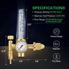 imageVIVOSUN ArgonCO2 Regulator Mig Tig Flow Meter Gas Regulator Emitter System with 50 PSI Fixed Max 4000PSI CGA580 Inlet Pressure Precise Brass Gas Regulator Gauge Welding WeldArgon