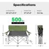 imageVIVOSUN Double Camping Chair Fully Padded Folding Loveseat Portable Oversized Duo Chair with Storage Cup Holders HeightAdjustable Armrests ampamp Carry Bag Supports up to 500lbs Green ampamp GreyGreengray