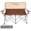 imageVIVOSUN Double Camping Chair Fully Padded Folding Loveseat Portable Oversized Duo Chair with Storage Cup Holders HeightAdjustable Armrests ampamp Carry Bag Supports up to 500lbs Green ampamp GreyBeigebrown