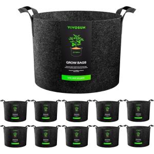 imageVIVOSUN 10Pack 5 Gallon Grow Bags Reinforced Planter Fabric Pots for Gardening Black30 Gallons