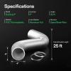 imageVIVOSUN 2Pack 4 Inch 8 Feet Flex Air Aluminum Ducting Flexible Dryer Vent Hose for HVAC Ventilation 4 Clamps Included4 x 25FT