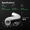 imageVIVOSUN 6 Inch 25 Feet Black NonInsulated Flex Air Aluminum Ducting for HVAC Ventilation wTwo 6 Inch Stainless Steel ClampsSilver