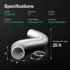 imageVIVOSUN 6 Inch 25 Feet Black NonInsulated Flex Air Aluminum Ducting for HVAC Ventilation wTwo 6 Inch Stainless Steel ClampsSilver