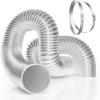 imageVIVOSUN 6 Inch 25 Feet Black NonInsulated Flex Air Aluminum Ducting for HVAC Ventilation wTwo 6 Inch Stainless Steel ClampsSilver