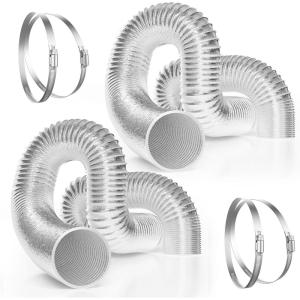 imageVIVOSUN 2Pack 4 Inch 8 Feet Flex Air Aluminum Ducting Flexible Dryer Vent Hose for HVAC Ventilation 4 Clamps Included6 x 8FT