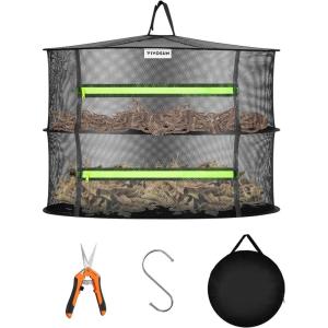 imageVIVOSUN 8Layer Mesh Drying Rack Hanging Design with Green Zippers for Dehydrating Indoor and Outdoor Pruning Shears Included2 Layer
