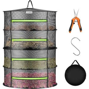 imageVIVOSUN 8Layer Mesh Drying Rack Hanging Design with Green Zippers for Dehydrating Indoor and Outdoor Pruning Shears Included4 Layer