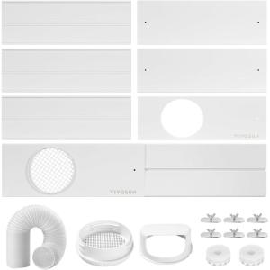 imageVIVOSUN Portable AC Sliding Door Vent Kit 169quot212quot886quot Length Adjustable Fits 51quot ampamp 59quot Exhaust Hose for Sliding Doors or Windows 59 Exhaust Hose IncludedMax 886 Length  with Hose