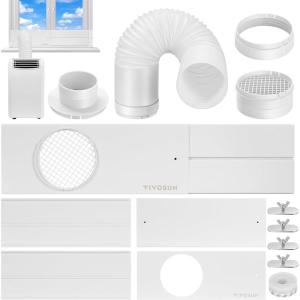 imageVIVOSUN Window Duct Kit Portable AC Window Seal Kit with 59quot Diameter 59quot Length Hose Fit with 4quot6quot Ducting for Sliding Window Adjustable AC Vent Kit for Duct Fans Air Conditioner DryerMax 61 Window Kit with 3 Adapters  59 Hose
