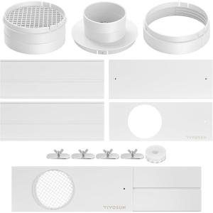 imageVIVOSUN Window Duct Kit Portable AC Window Seal Kit with 59quot Diameter 59quot Length Hose Fit with 4quot6quot Ducting for Sliding Window Adjustable AC Vent Kit for Duct Fans Air Conditioner DryerMax 61 Window Kit with 3 Adapters  No Hose