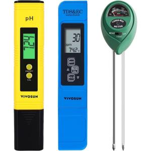 imageVIVOSUN Digital pH Meter 3in1 TDSECTemperature Meter 3in1 Soil MoisturepHLight Tester Combo for Home Garden and HydroponicsYellow  green  blue