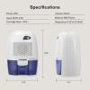 imageVIVOSUN Electric Mini Dehumidifier UltraQuiet Auto Defrost Dehumidifier with Timer 2200ML Water Tank and Drain Hose for Basement or Closets Bedrooms Showers and Other Small Rooms250mlD Mini Dehumidifier