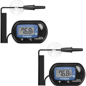 imageVIVOSUN 4Pack LCD Digital Aquarium Thermometer Fish Tank Water Terrarium Temperature with Suction Cup for Turtle2 packs
