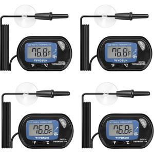 imageVIVOSUN 4Pack LCD Digital Aquarium Thermometer Fish Tank Water Terrarium Temperature with Suction Cup for Turtle4 packs