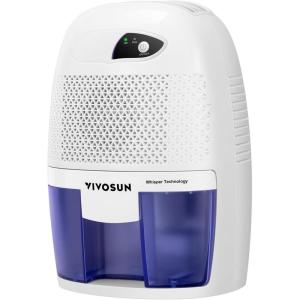 imageVIVOSUN Electric Mini Dehumidifier UltraQuiet Auto Defrost Dehumidifier with Timer 2200ML Water Tank and Drain Hose for Basement or Closets Bedrooms Showers and Other Small Rooms250mlD Mini Dehumidifier