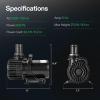 imageVIVOSUN 3000 GPH Submersible Water Pump with Barrier Bag 150W Pond Pump Ultra Quiet Aquarium Pump with 15FT Lift Height for Pond Waterfall Fish Tank Statuary Hydroponic620W 9000GPH