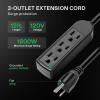 imageVIVOSUN 50 Ft Extension Cord 3Outlet Power Cord for Indoor and Outdoor Use Durable and LongLasting 1800W Surge Protector 15A 14 AWG Great for Garden Lawn Home and Office Black12FT