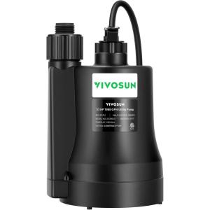 imageVIVOSUN Submersible Water Pump 13HP 1980GPH Utility Pump Thermoplastic Sump Pump with 10ft Cable Compact and Portable Ideal for Ponds Basements Swimming Pools Hot Tubs Draining