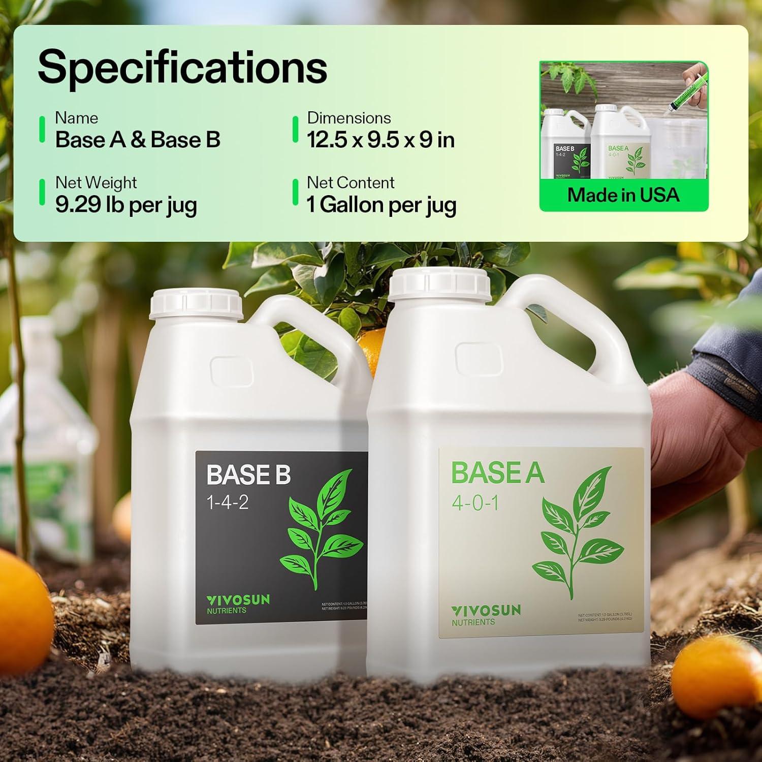 imageVIVOSUN Liquid Nutrients Base A ampamp B Bundle Grow Big Hydroponic Fertilizer Supports Vegetative and Flowering Stages for Outdoor Indoor Plants Best Plant Food Set of 8oz128 Ounce